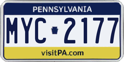 PA license plate MYC2177