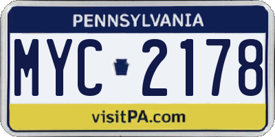 PA license plate MYC2178