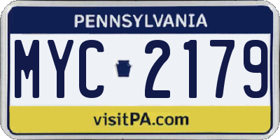 PA license plate MYC2179