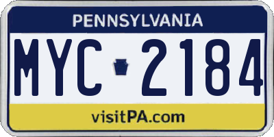 PA license plate MYC2184