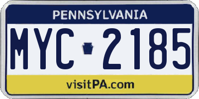 PA license plate MYC2185