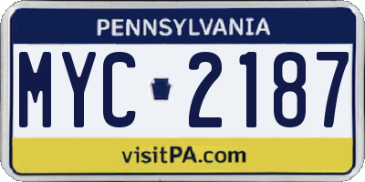 PA license plate MYC2187