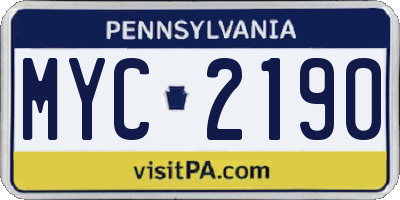 PA license plate MYC2190