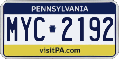 PA license plate MYC2192