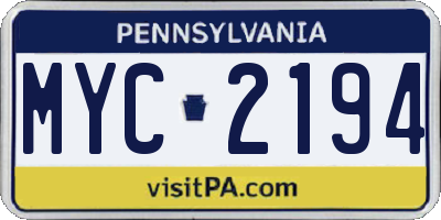 PA license plate MYC2194