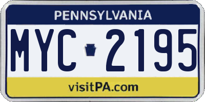 PA license plate MYC2195