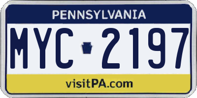 PA license plate MYC2197