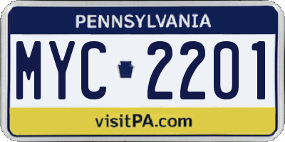 PA license plate MYC2201