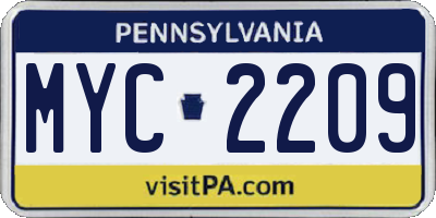 PA license plate MYC2209