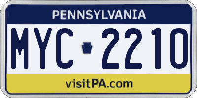 PA license plate MYC2210