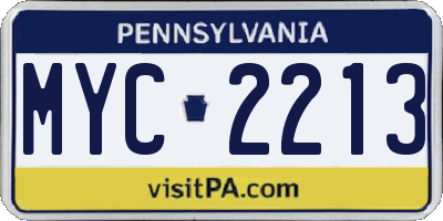 PA license plate MYC2213