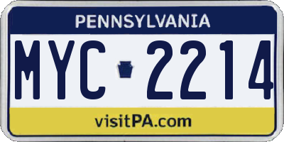 PA license plate MYC2214