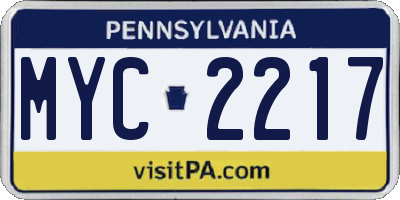 PA license plate MYC2217