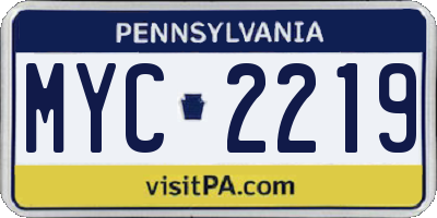 PA license plate MYC2219