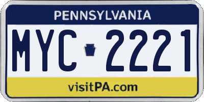 PA license plate MYC2221