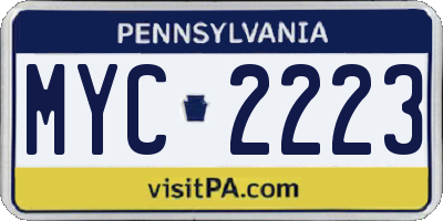 PA license plate MYC2223