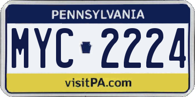 PA license plate MYC2224