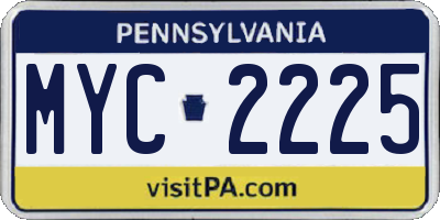 PA license plate MYC2225