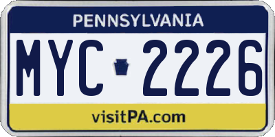 PA license plate MYC2226