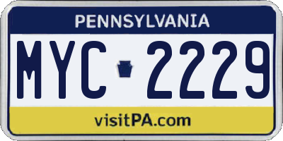 PA license plate MYC2229