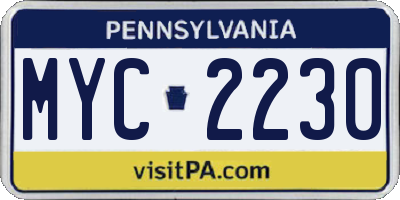 PA license plate MYC2230