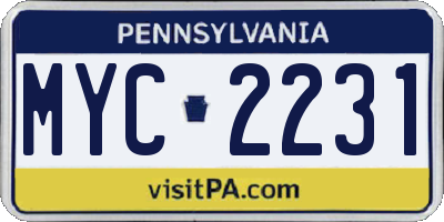 PA license plate MYC2231