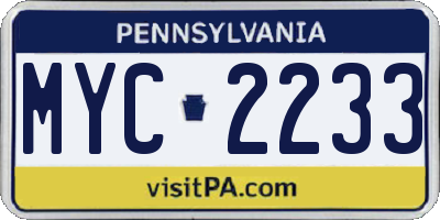 PA license plate MYC2233