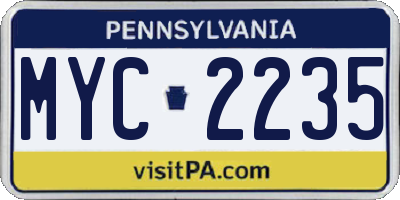 PA license plate MYC2235