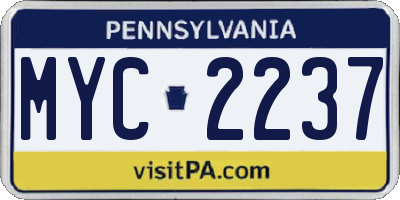 PA license plate MYC2237