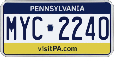 PA license plate MYC2240