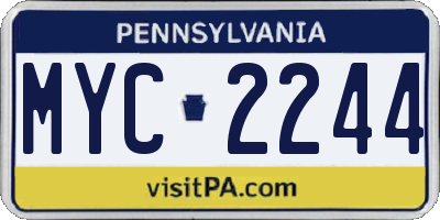 PA license plate MYC2244