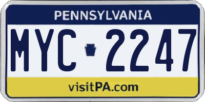 PA license plate MYC2247