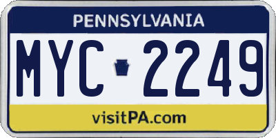 PA license plate MYC2249