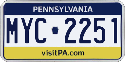 PA license plate MYC2251