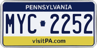 PA license plate MYC2252