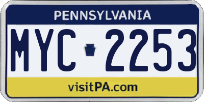 PA license plate MYC2253