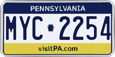 PA license plate MYC2254