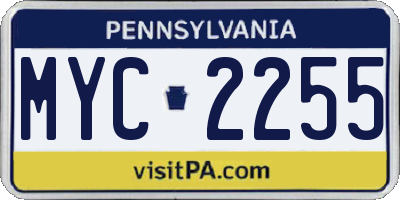 PA license plate MYC2255