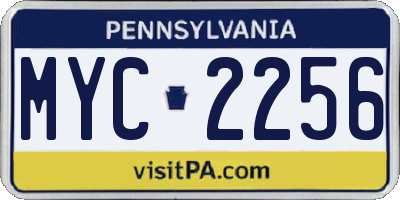 PA license plate MYC2256