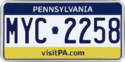PA license plate MYC2258