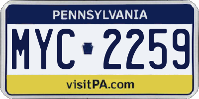 PA license plate MYC2259