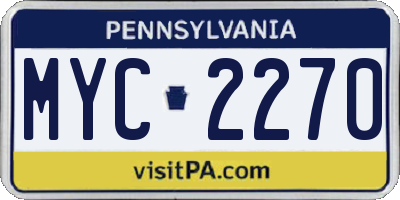 PA license plate MYC2270
