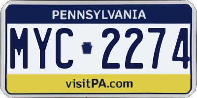 PA license plate MYC2274