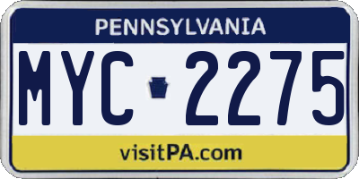 PA license plate MYC2275
