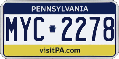 PA license plate MYC2278