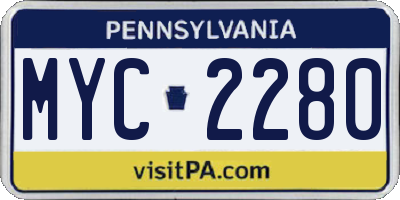 PA license plate MYC2280