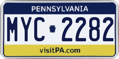 PA license plate MYC2282