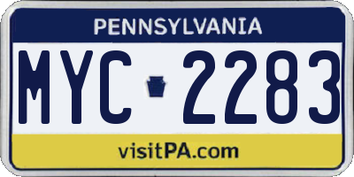 PA license plate MYC2283