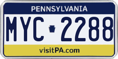 PA license plate MYC2288