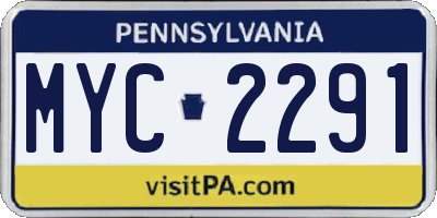 PA license plate MYC2291